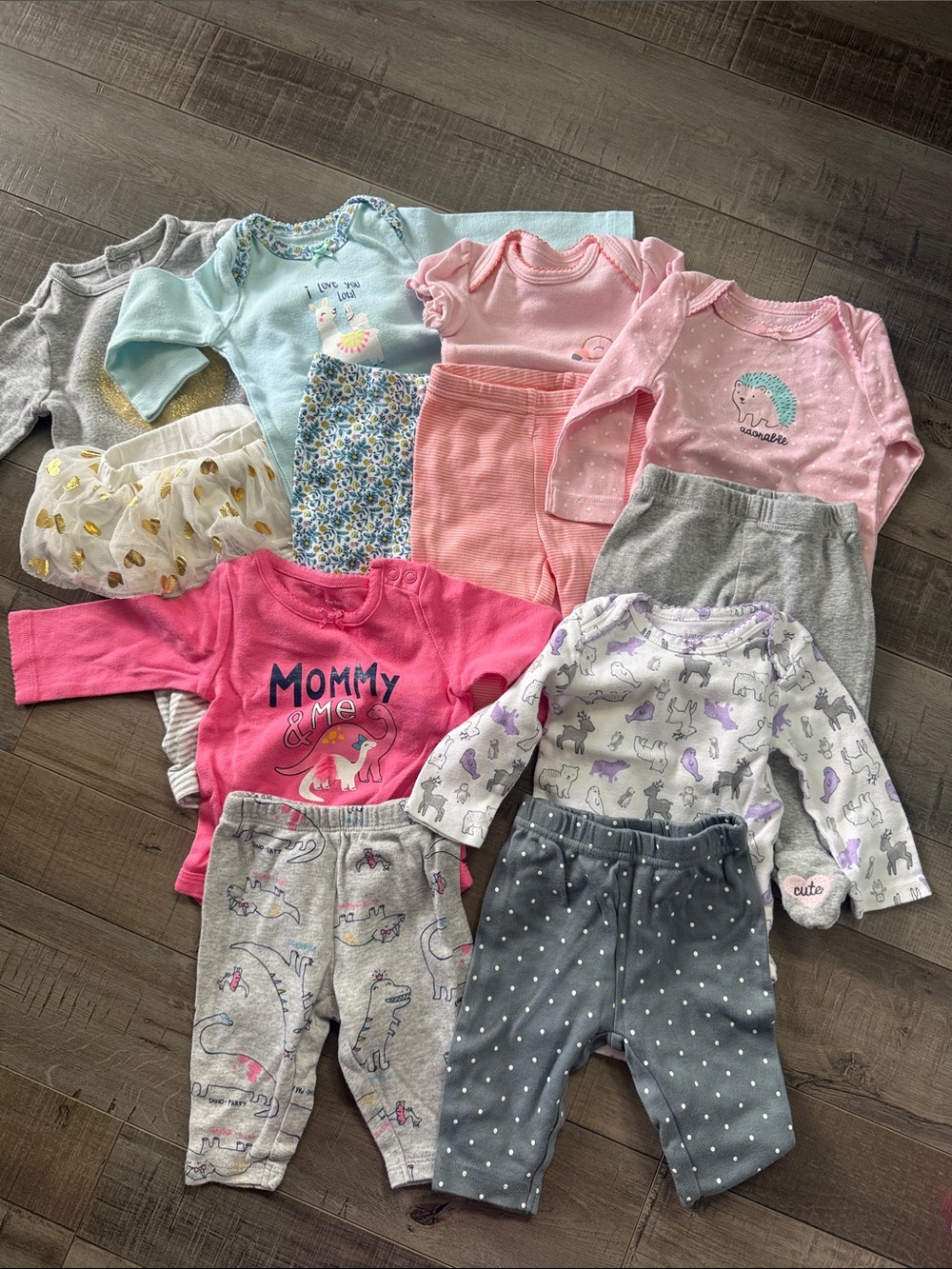 Baby Girls Mixed Pink & Grey Pajama Set - Soft Cotton Sleepwear